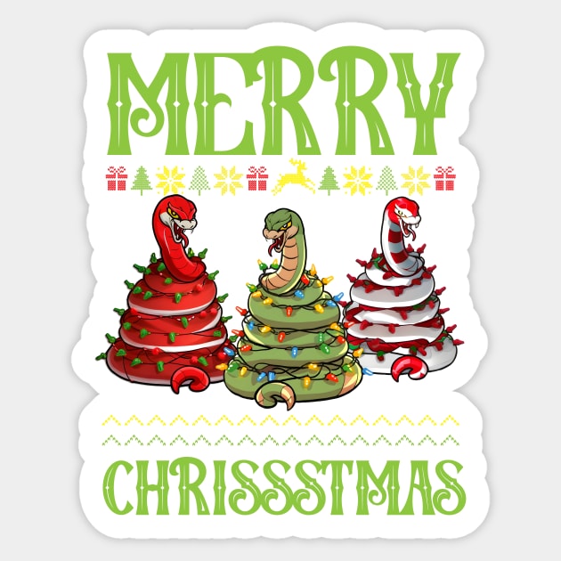 Snakes Merry Christmas Trees - Funny Mery Chrissstmas Sticker by SergioCoelho_Arts